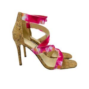 Jessica Simpson Heels Womens Size 8.5 M Pink Colorful Floral Oprieli Sandals